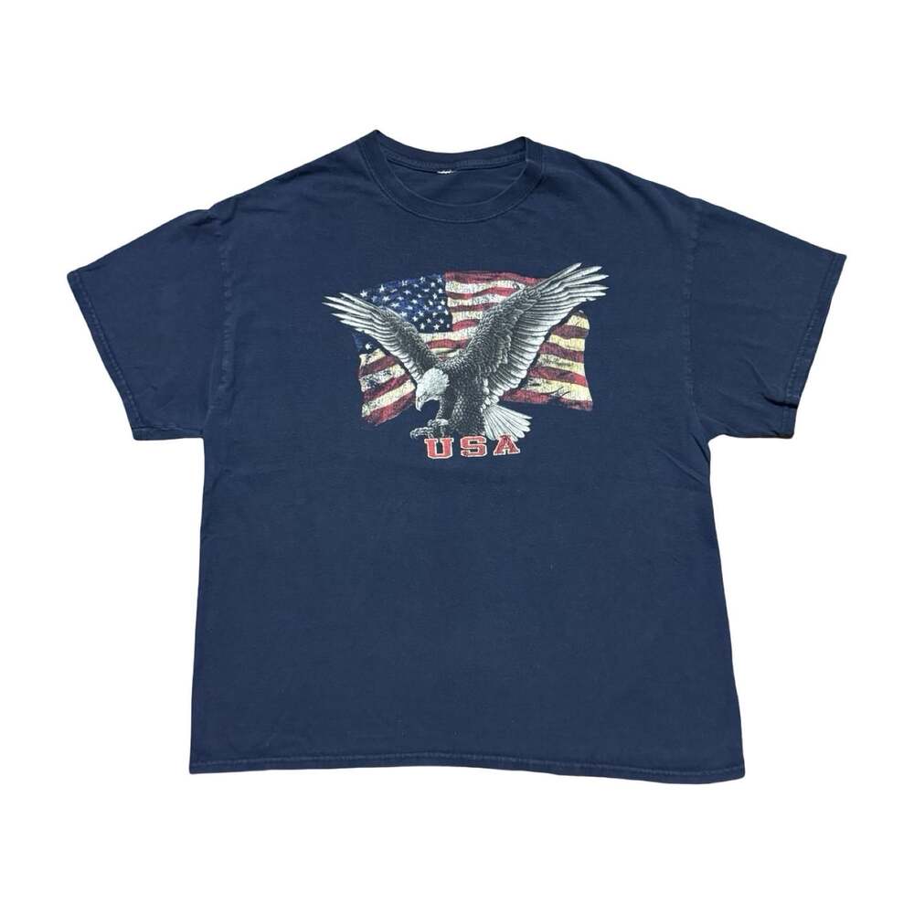 Vintage USA American Flag Eagle Short Sleeve Tshirt Size Large